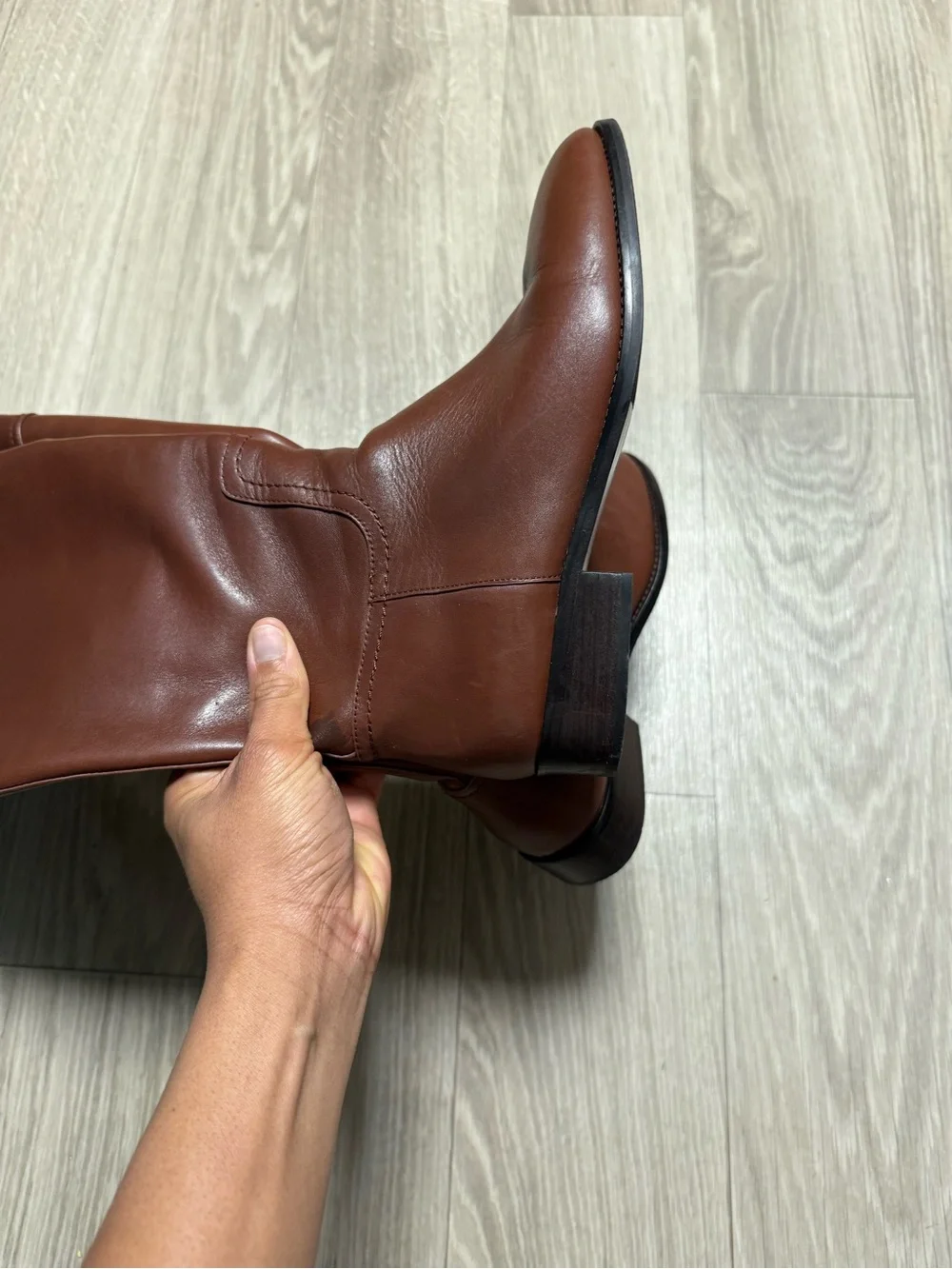 Tory Burch Chestnut Brown Over-the-Knee Leather Riding Boots